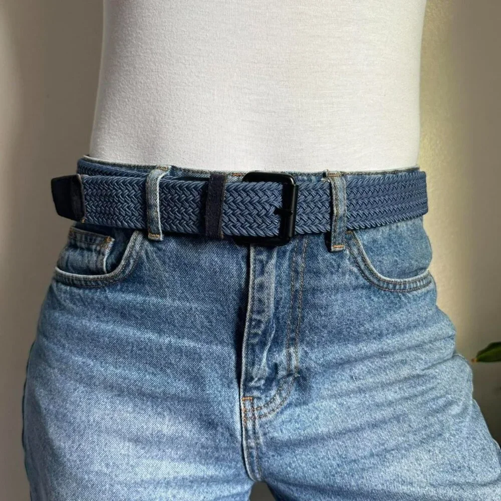 Vintage blue Oxford‎ leather braided belt